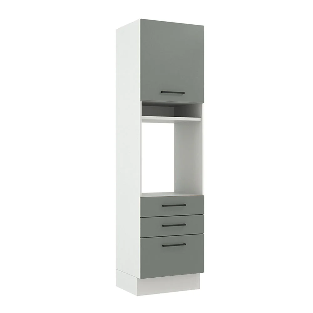 Mueble de Cocina para Horno 60 cm 1 Puerta 3 Cajones Blanco/Gris Agata Madesa