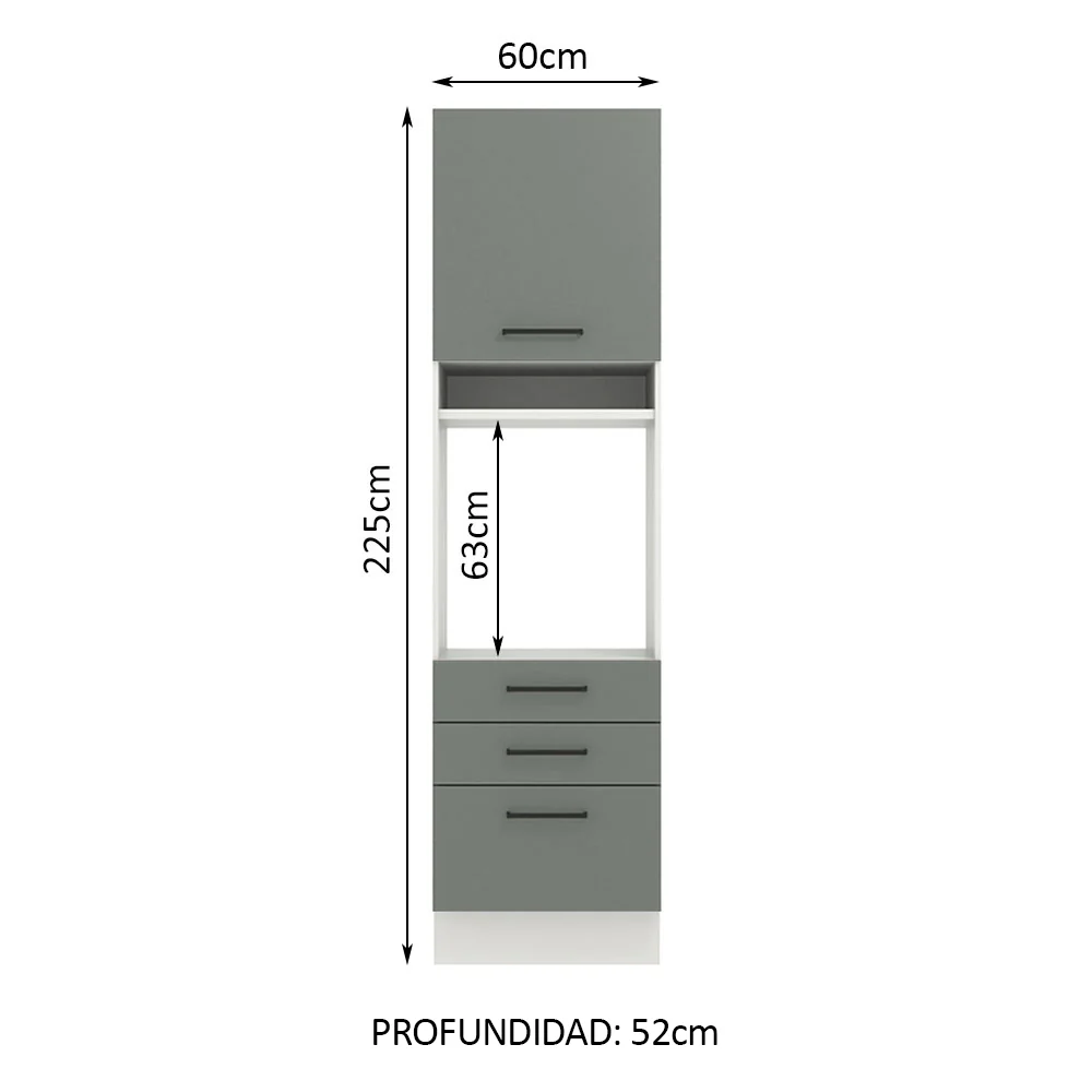 Mueble de Cocina para Horno 60 cm 1 Puerta 3 Cajones Blanco/Gris Agata Madesa - Image 2
