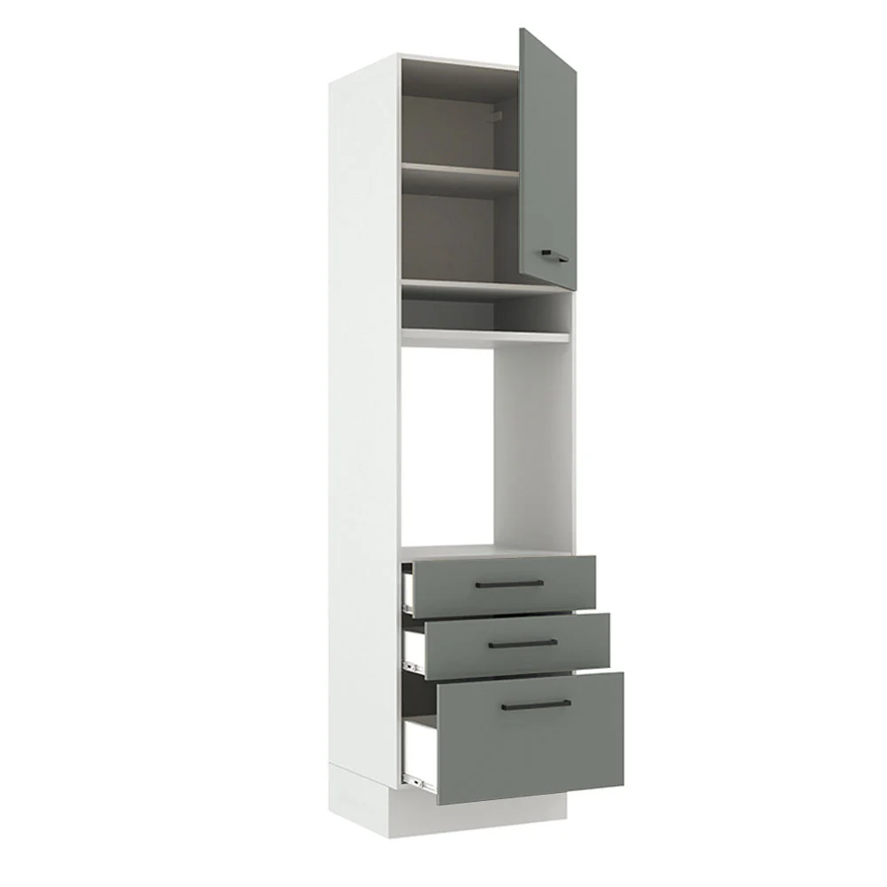 Mueble de Cocina para Horno 60 cm 1 Puerta 3 Cajones Blanco/Gris Agata Madesa - Image 6