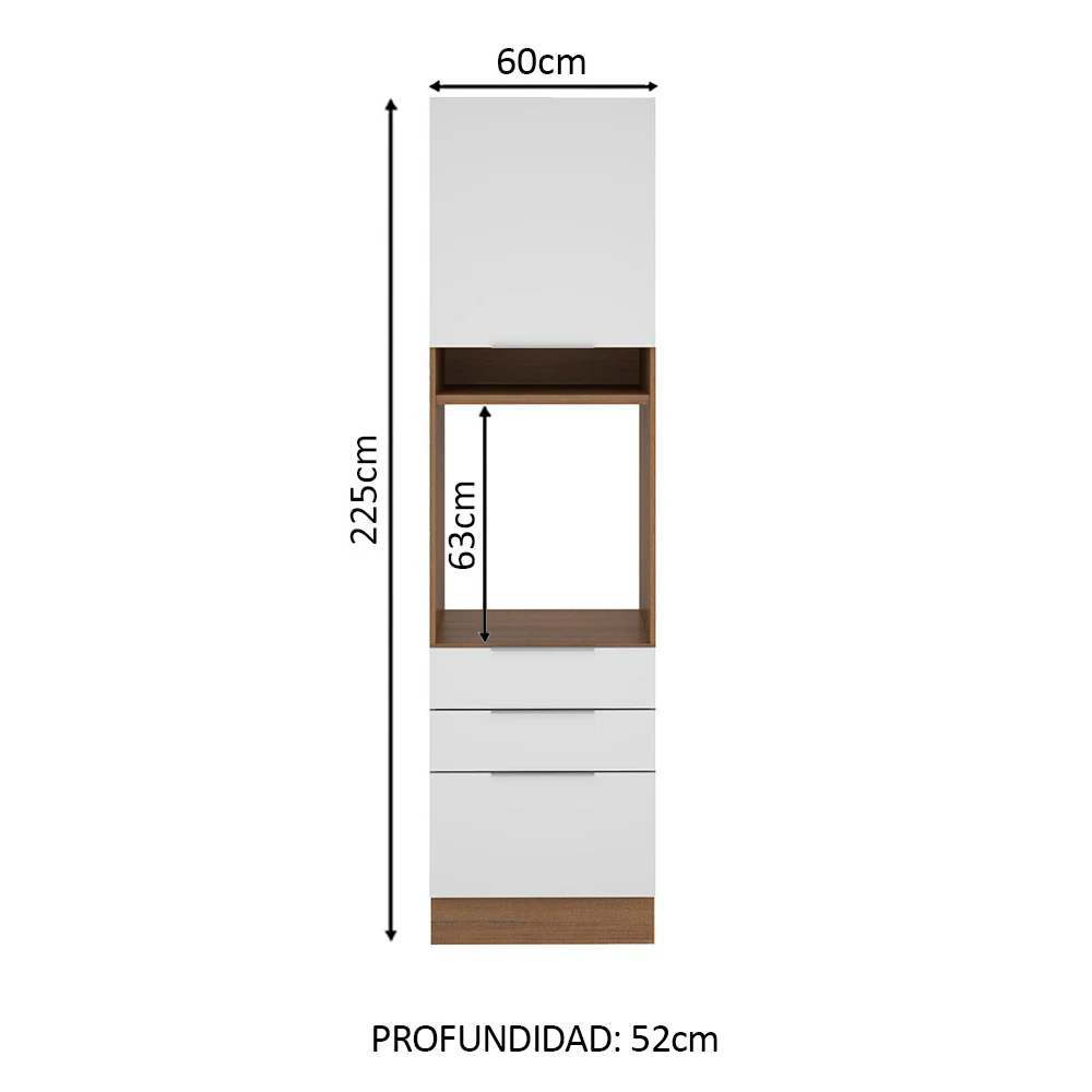 Mueble de Cocina para Horno 60 cm 1 Puerta 3 Cajones Marrón/Blanco Stella Madesa - Image 2