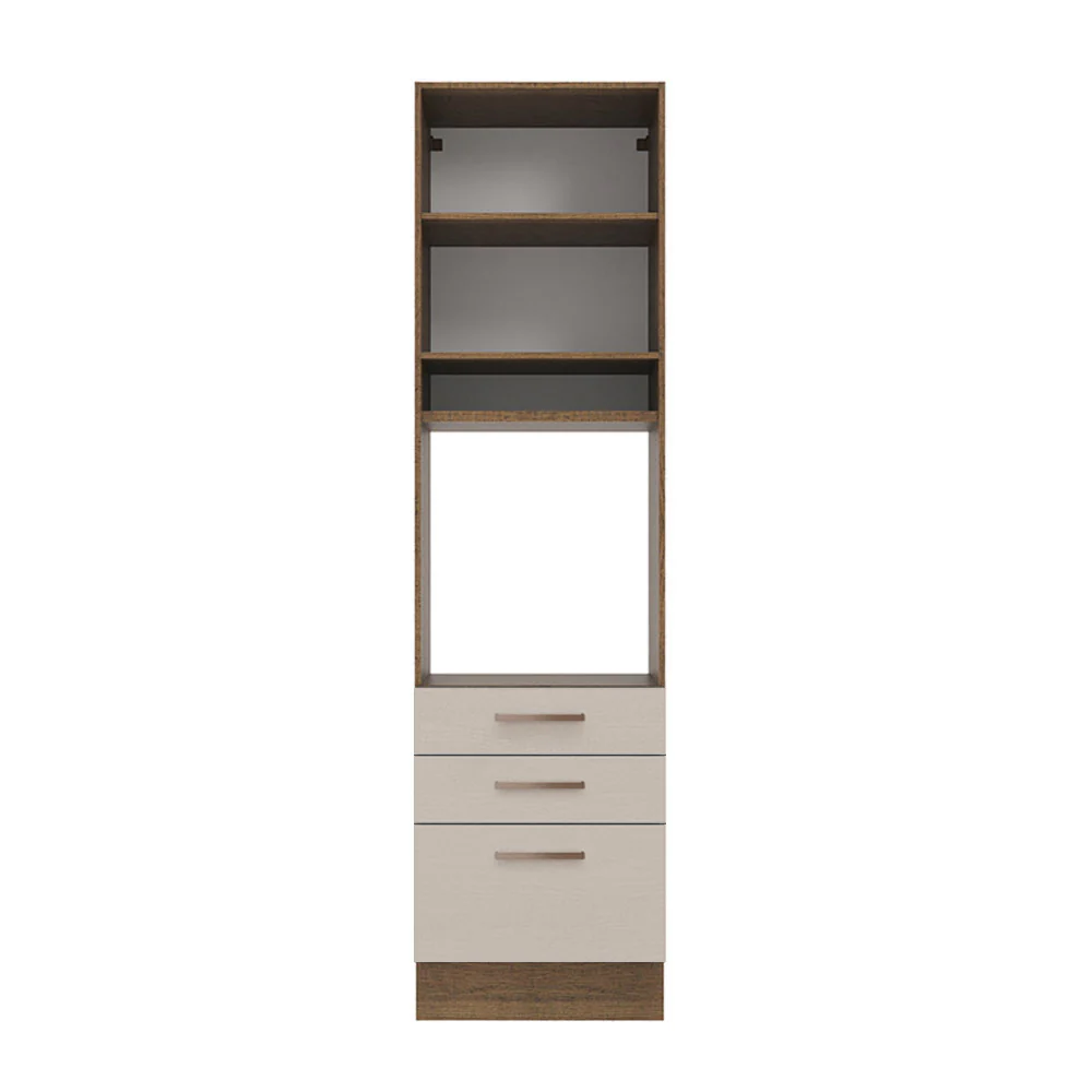 Mueble de Cocina para Horno 60 cm 1 Puerta 3 Cajones Marrón/Crema Agata - Image 7