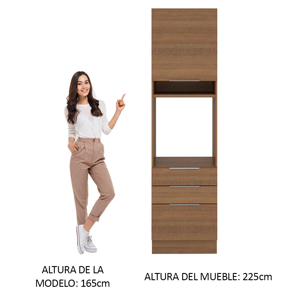Mueble de Cocina para Horno 60 cm 1 Puerta 3 Cajones Marrón Stella Madesa - Image 3