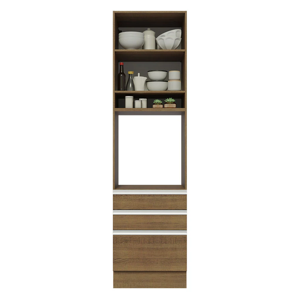 Mueble de cocina para Horno 60 cm 3 Cajones 1 Puerta Glamy Marrón - Image 2