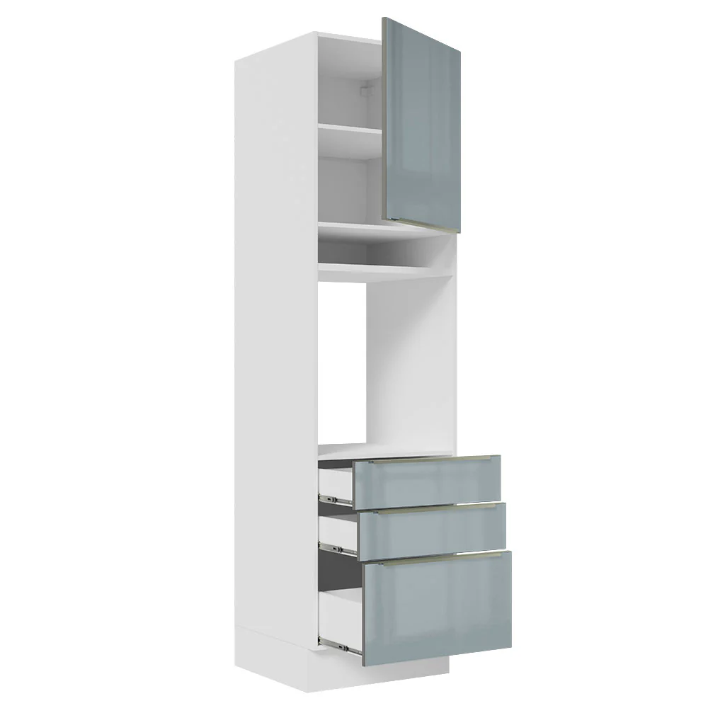 Mueble de cocina para Horno 60 cm 3 Cajones 1 Puerta Lux Blanco/Gris - Image 8