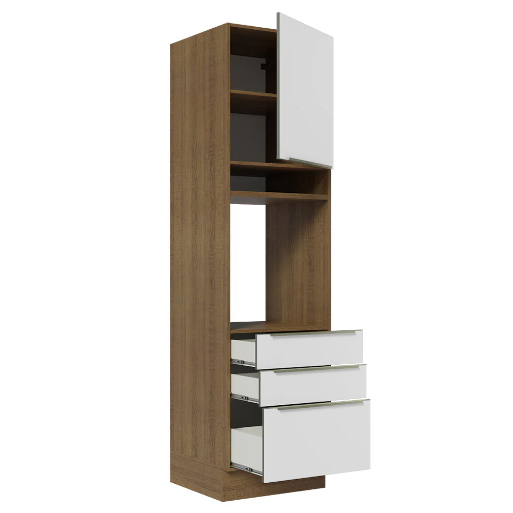 Mueble de cocina para Horno 60 cm 3 Cajones 1 Puerta Lux Marrón/Blanco - Image 7