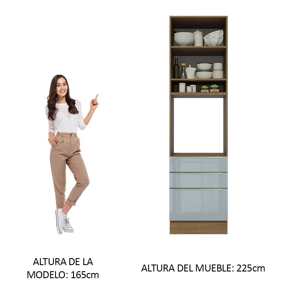 Mueble de cocina para Horno
60 cm 3 Cajones 1 Puerta Lux Marrón/Gris - Image 4