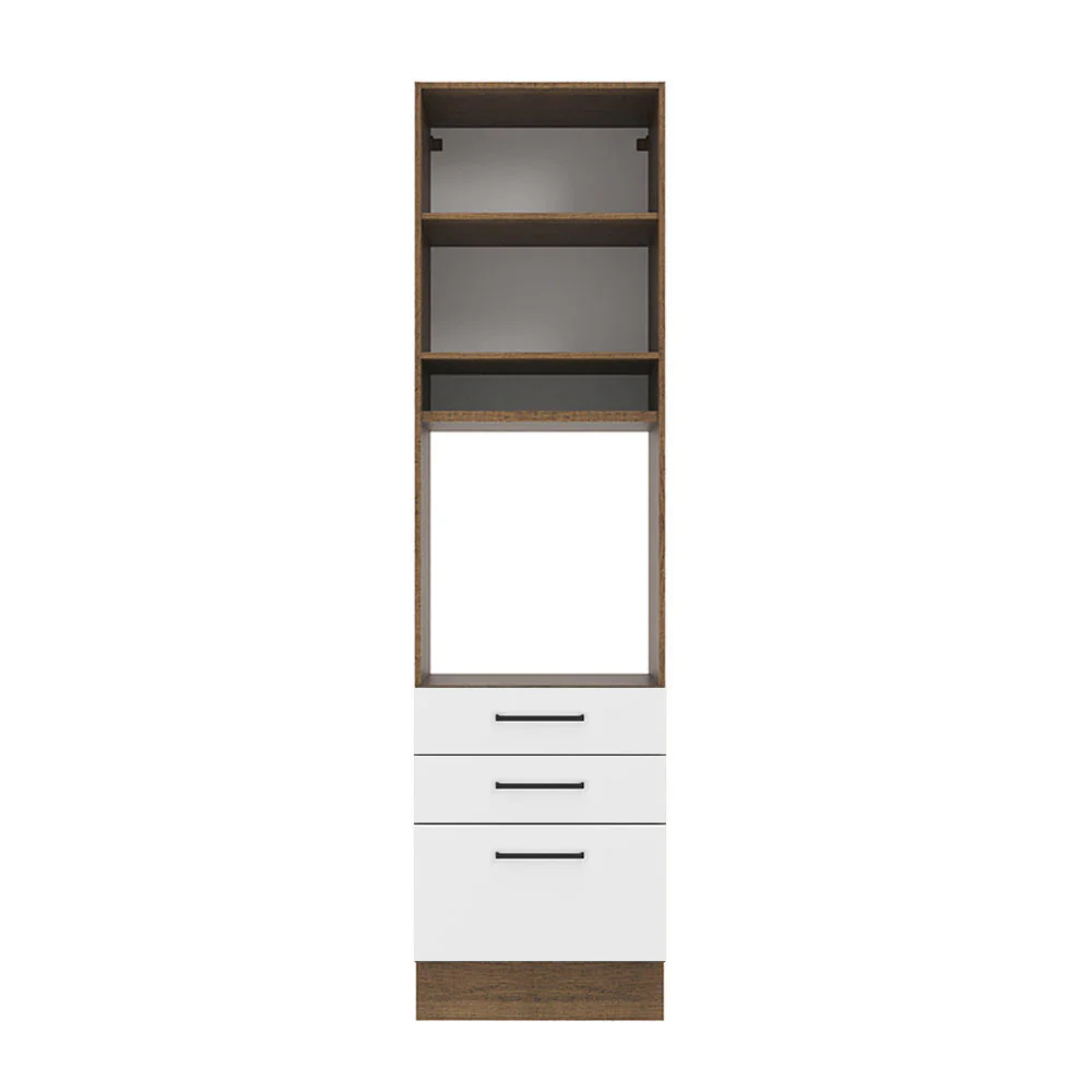 Mueble de Cocina para Horno 60 x 60 cm 1 Puerta 3 Cajones Marrón/Blanco Agata Madesa - Image 7
