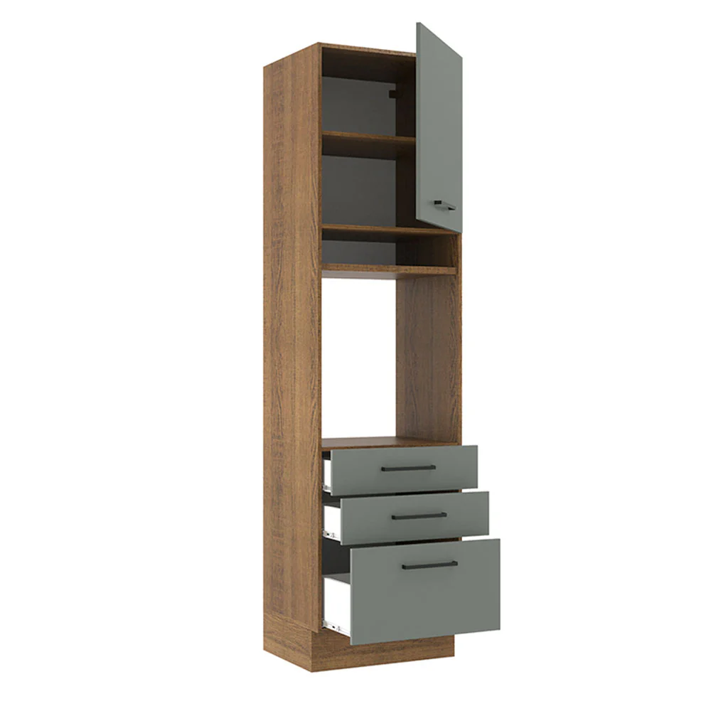 Mueble de Cocina para Horno 60 x 60 cm 1 Puerta 3 Cajones Marrón/Gris Agata Madesa - Image 7