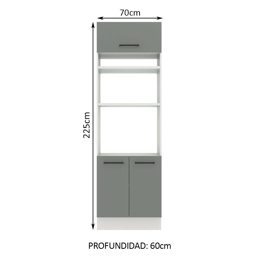 Mueble de Cocina para Horno 70 x 60 cm 3 Puertas Blanco/Gris Agata Madesa - Image 2