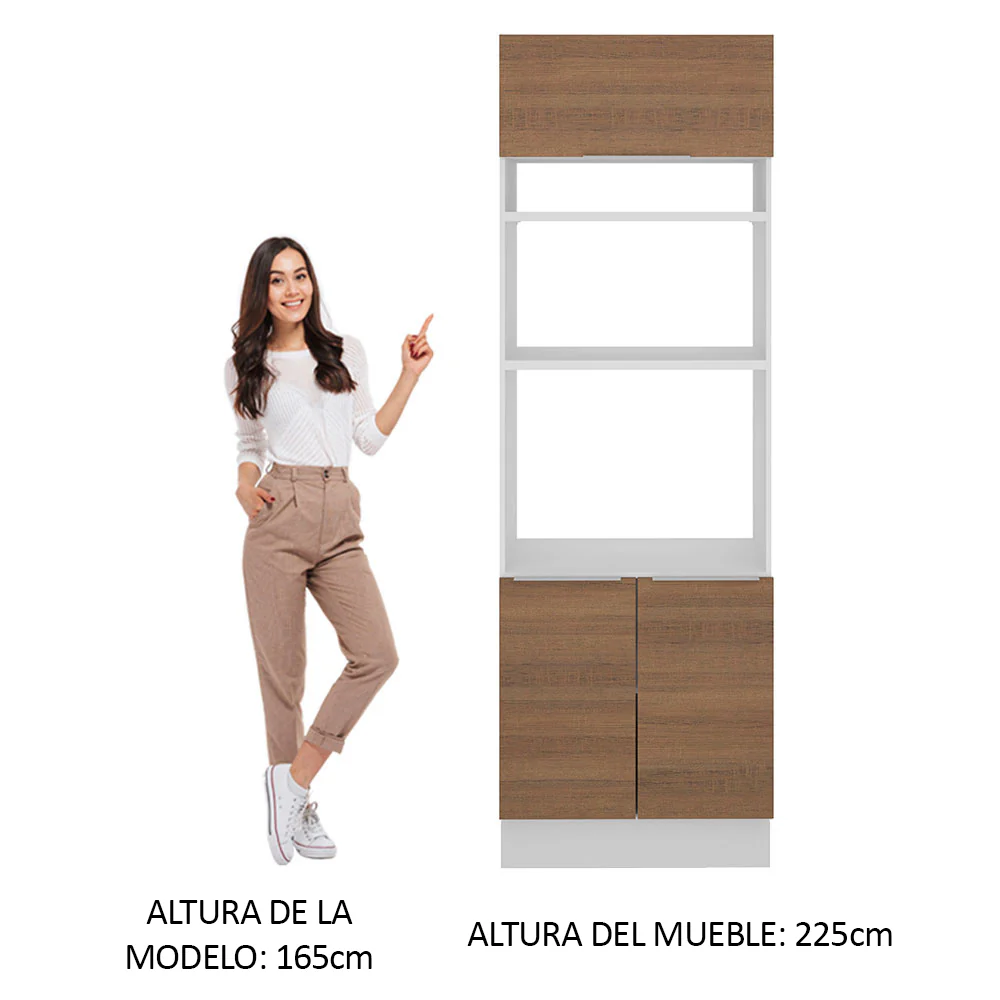 Mueble de Cocina para Horno 70 x 60 cm 3 Puertas Blanco/Marrón Stella Madesa - Image 3