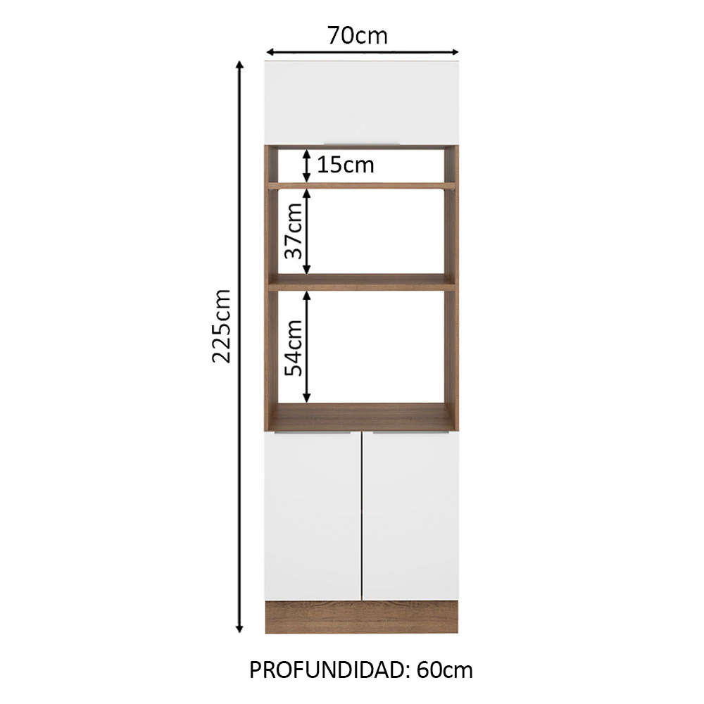 Mueble de Cocina para Horno 70 x 60 cm 3 Puertas Marrón/Blanco Stella Madesa - Image 2