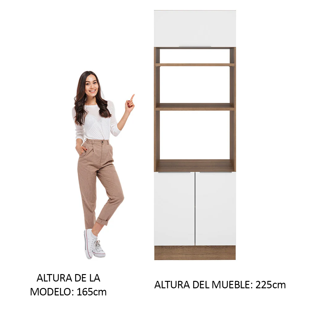 Mueble de Cocina para Horno 70 x 60 cm 3 Puertas Marrón/Blanco Stella Madesa - Image 3