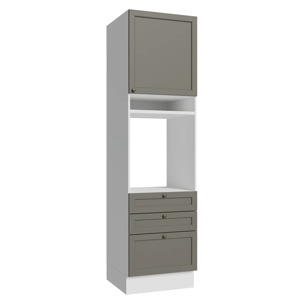 Mueble de cocina para Horno/ microondas 60 cm 1 Puerta 3 Cajones Blanco/Gris Vik Madesa