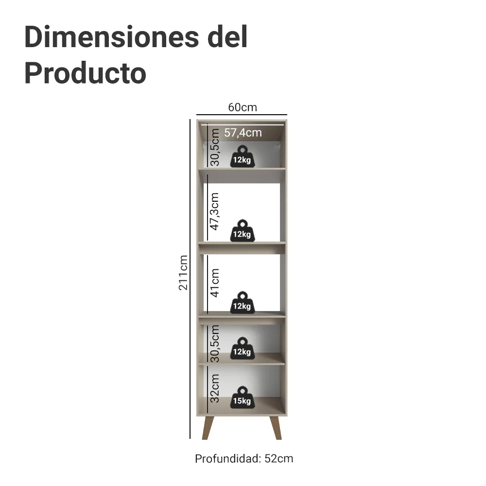 Mueble de cocina para horno/microondas 60 cm 2 Puertas 2 Nichos Con Patas Crema Nice - Image 2