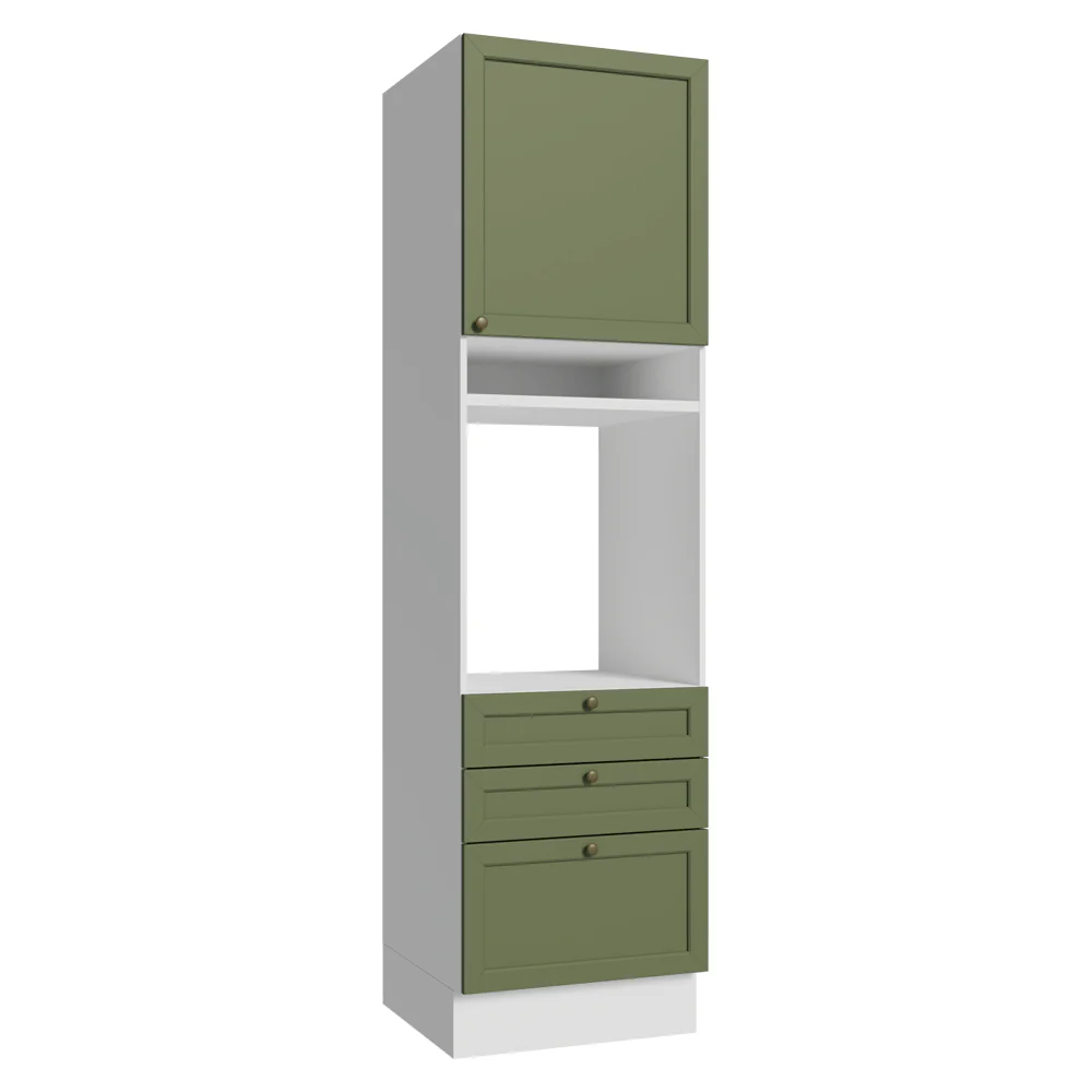 Mueble de cocina para Horno/ microondas 60 x 60 cm 1 Puerta 3 Cajones Blanco/Verde Vik Madesa