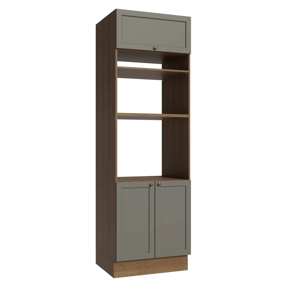 Mueble de cocina para Horno/ microondas 70 cm 3 Puertas Marrón/Gris Vik Madesa