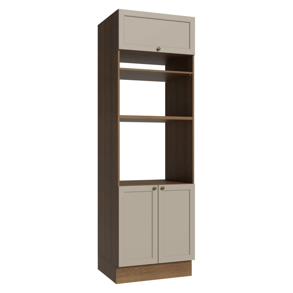 Mueble de cocina para Horno/Microondas 70 cm 3 Puetas Marrón/Crema Vik Madesa