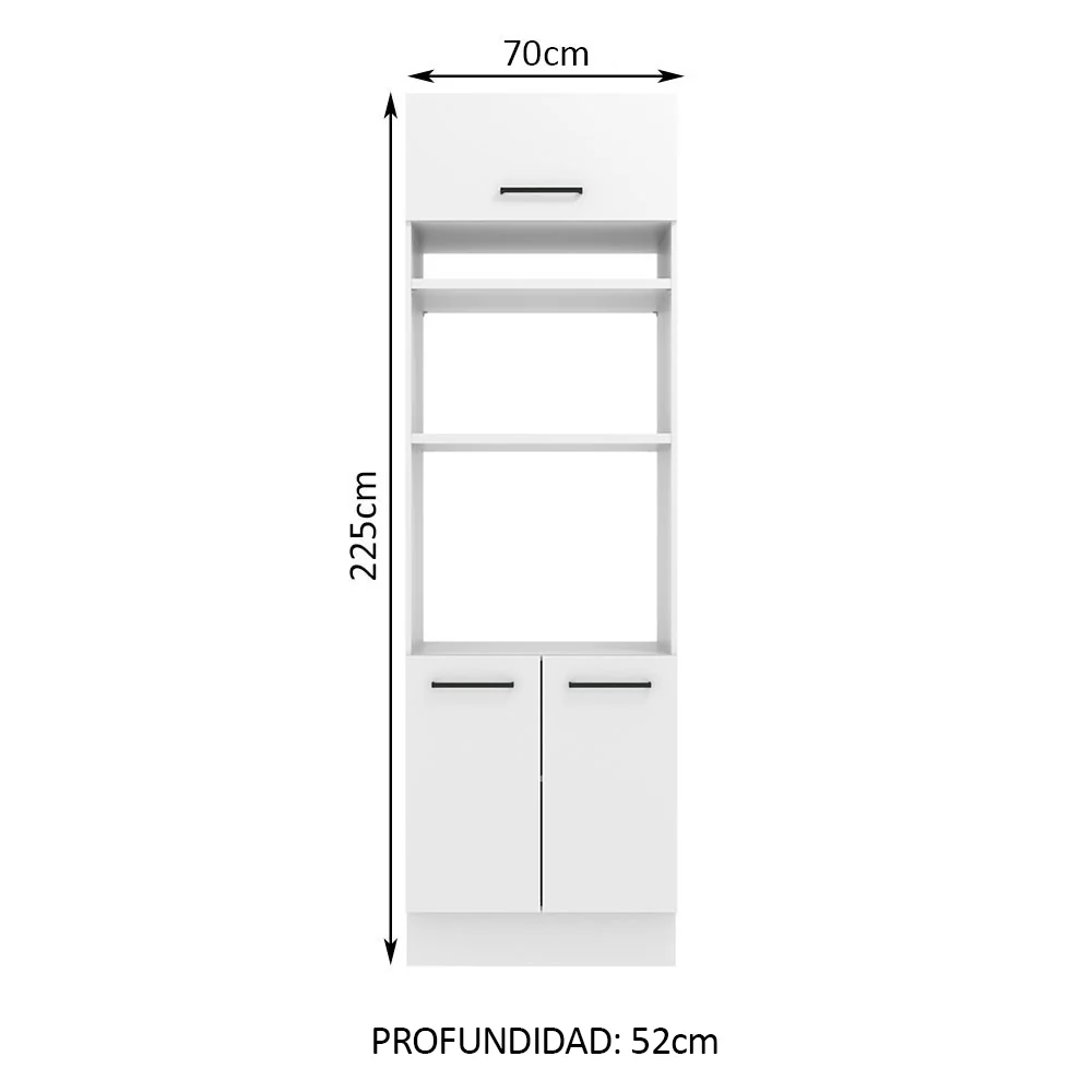 Mueble de cocina para Horno/ Microondas 70 cm Sin cajones 3 Puertas Agata Blanco - Image 2