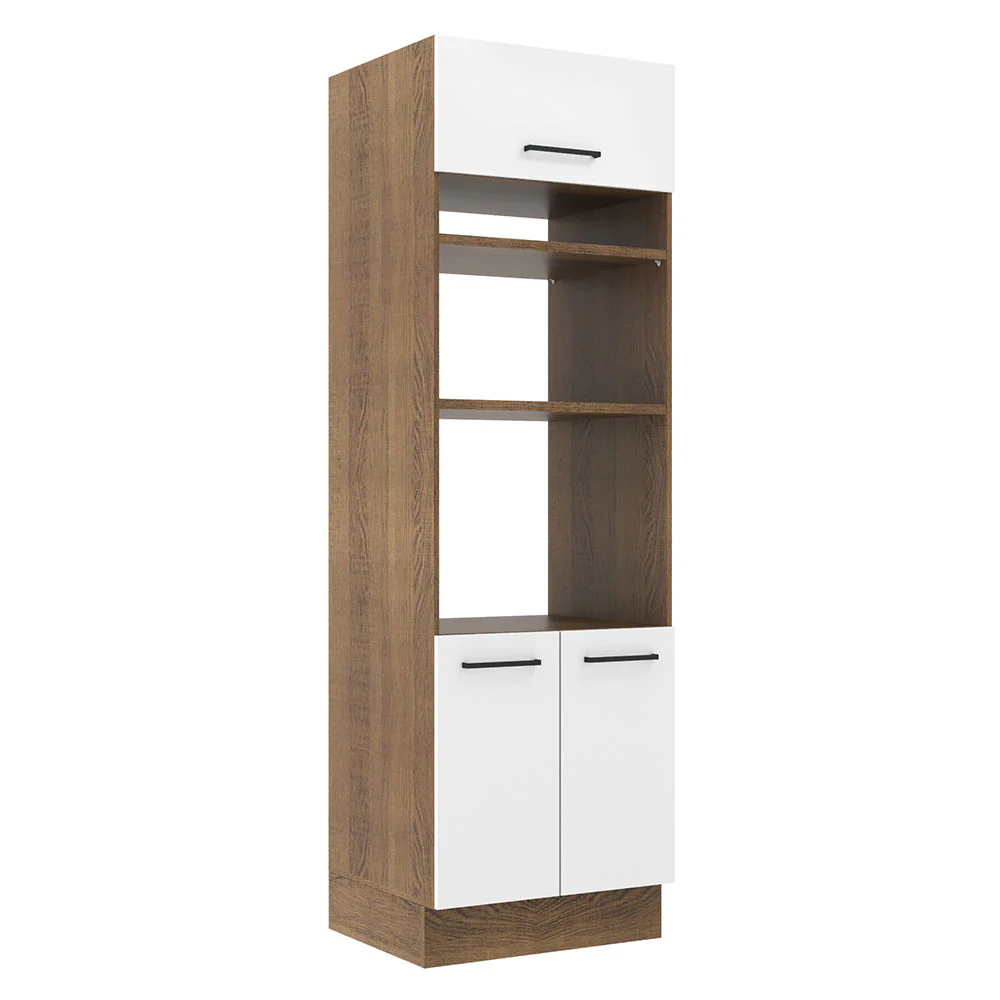 Mueble de cocina para Horno/ Microondas 70 cm Sin cajones 3 Puertas Agata Marrón/Blanco