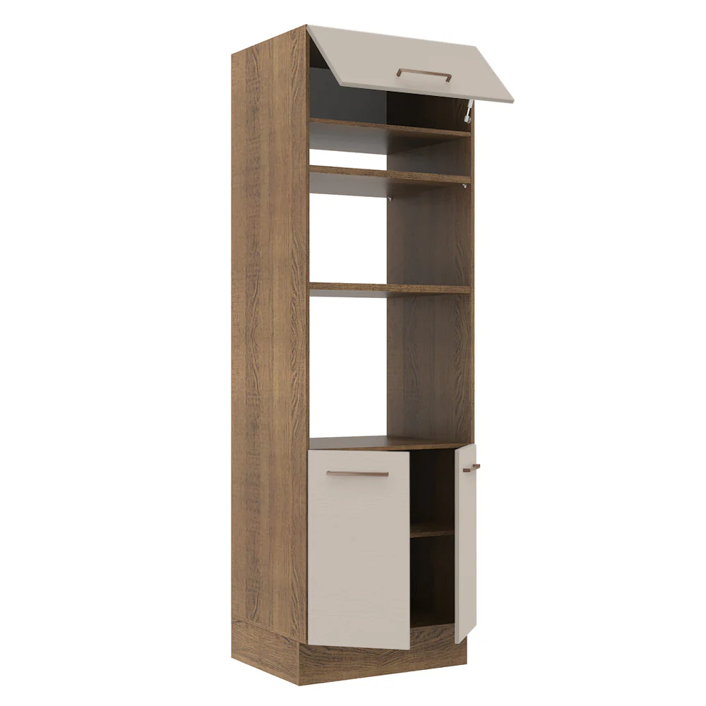 Mueble de cocina para Horno/ Microondas 70 cm Sin cajones 3 Puertas Agata Marrón/Crema - Image 7