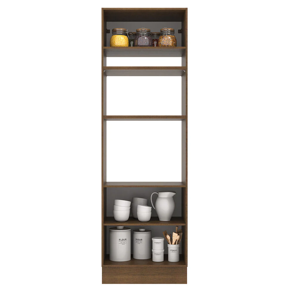 Mueble de cocina para Horno/ Microondas 70 cm Sin cajones 3 Puertas Agata Marrón/Negro - Image 5
