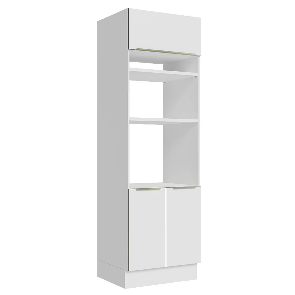Mueble de cocina para Horno/ Microondas 70 cm Sin cajones 3 Puertas Lux Blanco/Blanco