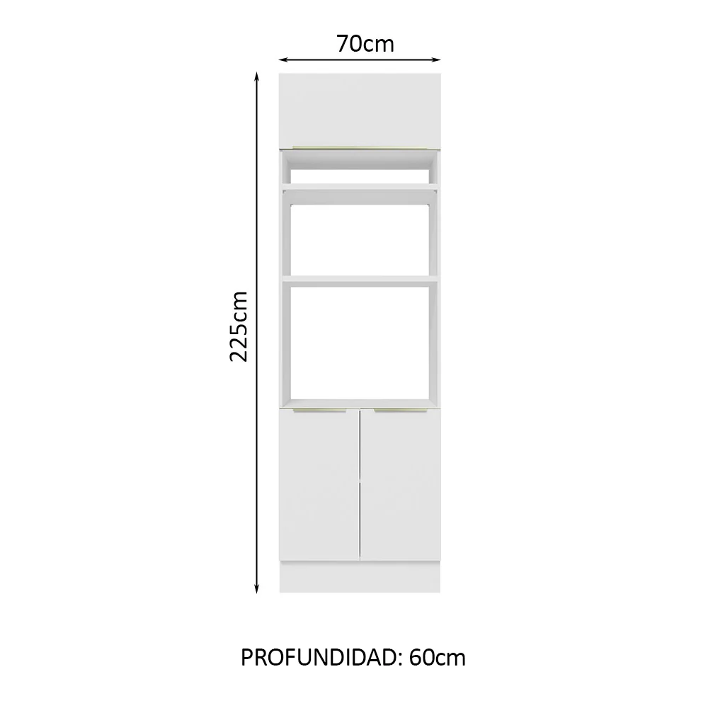Mueble de cocina para Horno/ Microondas 70 cm Sin cajones 3 Puertas Lux Blanco/Blanco - Image 2