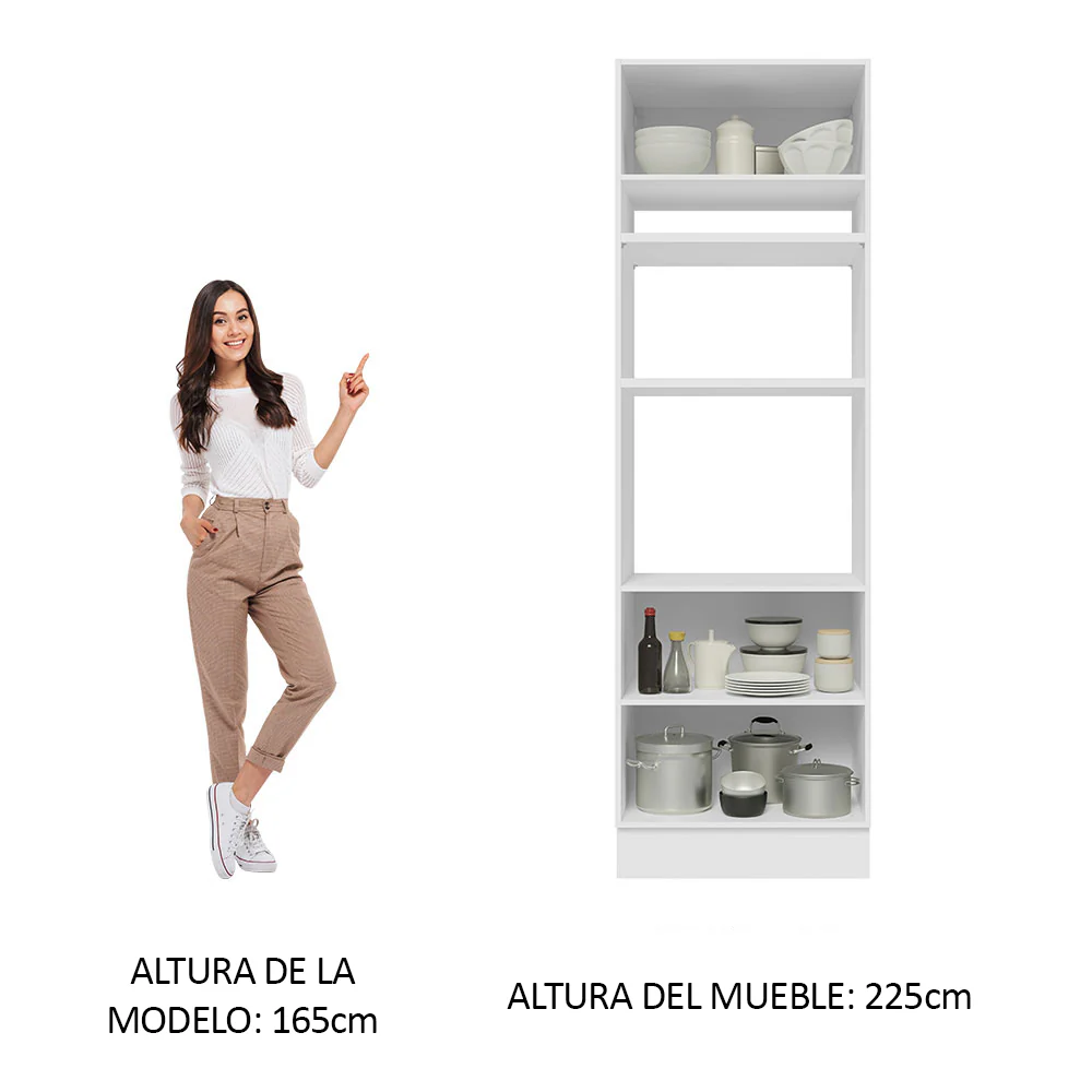 Mueble de cocina para Horno/ Microondas 70 cm Sin cajones 3 Puertas Lux Blanco/Blanco - Image 4