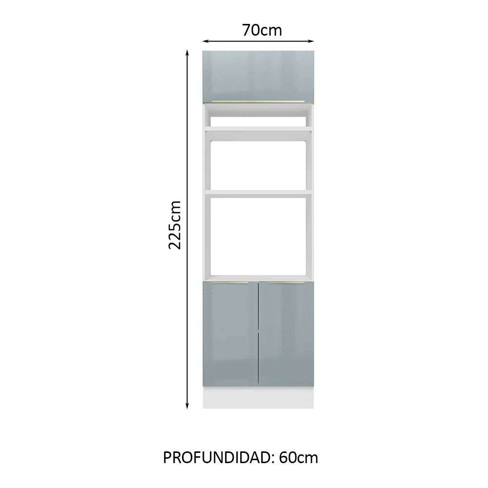 Mueble de cocina para Horno/ Microondas 70 cm Sin cajones 3 Puertas Lux Blanco/Gris - Image 2