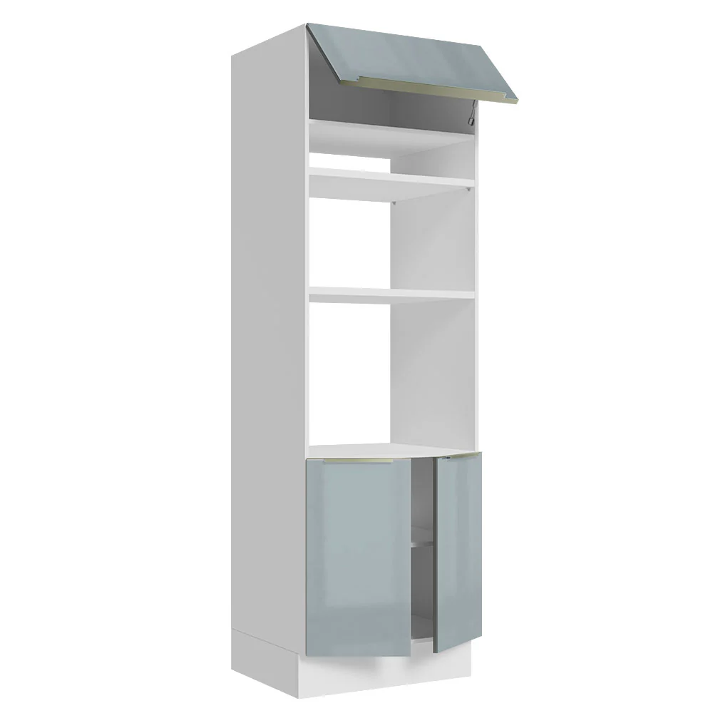 Mueble de cocina para Horno/ Microondas 70 cm Sin cajones 3 Puertas Lux Blanco/Gris - Image 8