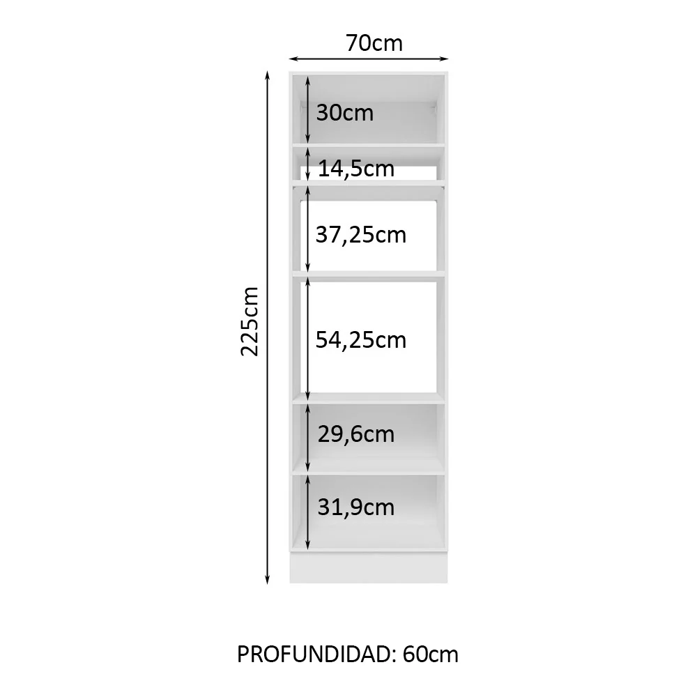 Mueble de cocina para Horno/ Microondas 70 cm Sin cajones 3 Puertas Lux Blanco/Negro - Image 3