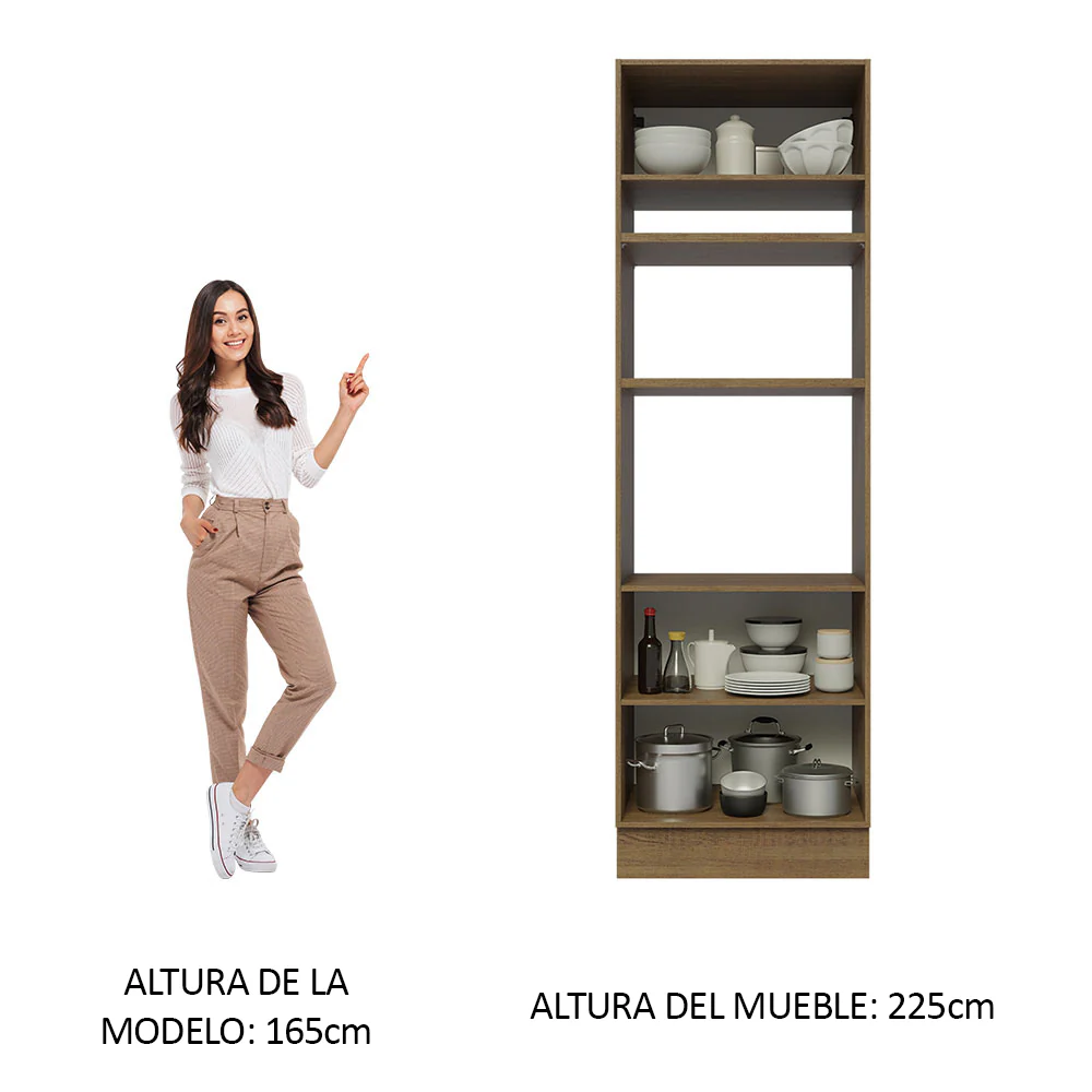 Mueble de cocina para Horno/ Microondas 70 cm Sin cajones 3 Puertas Lux Marrón/Negro - Image 4