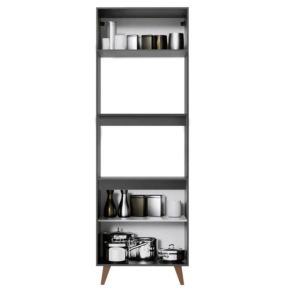Mueble de cocina para Horno/ Microondas 70 cm Sin cajones 3 Puertas Reims Negro - Image 3