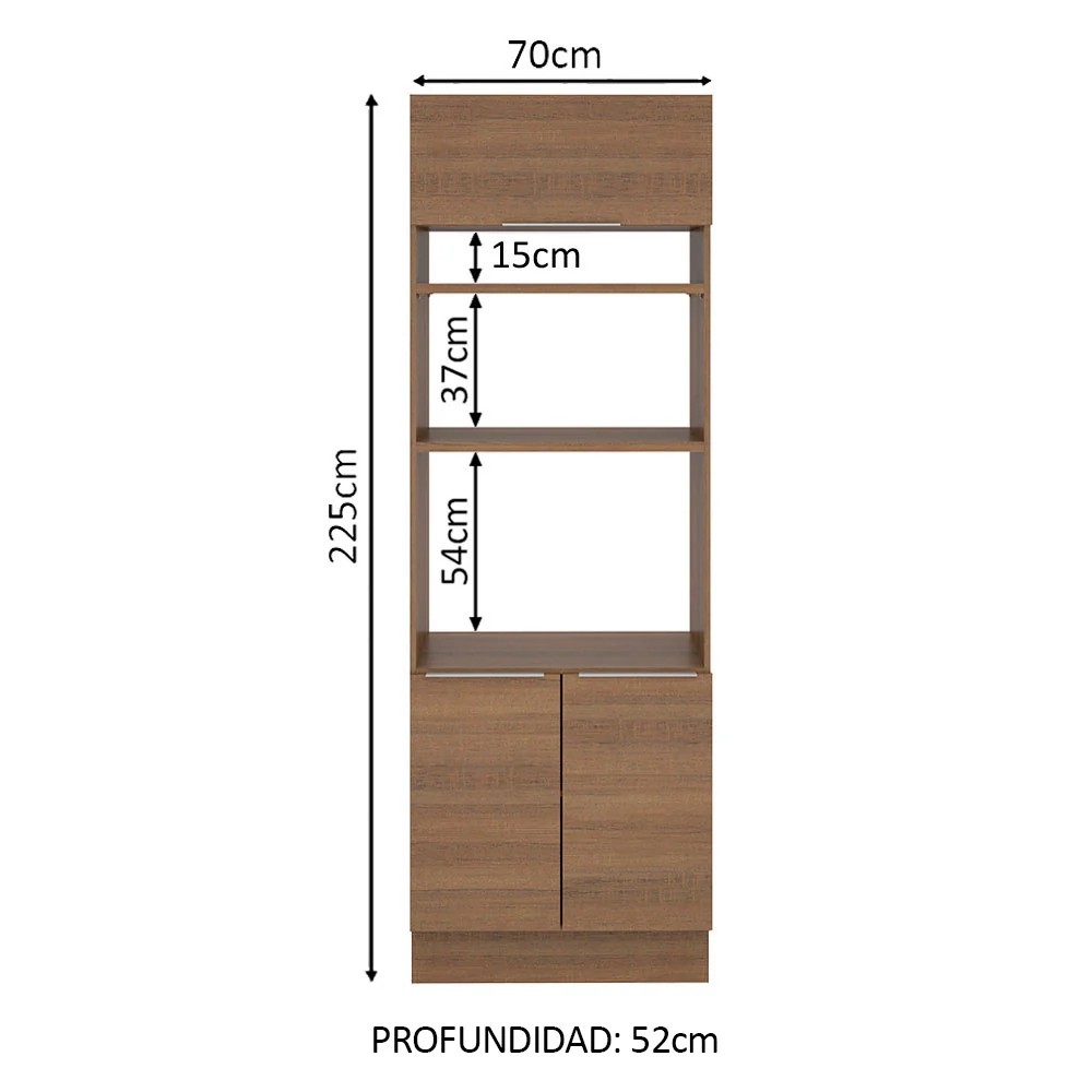 Mueble de cocina para Horno/ Microondas 70 cm Sin cajones 3 Puertas Stella Marrón - Image 2
