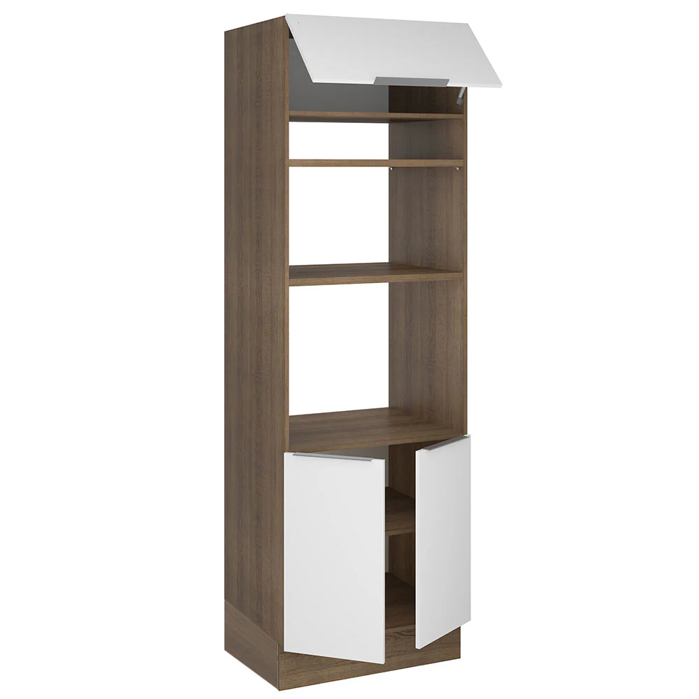 Mueble de cocina para Horno/ Microondas 70 cm Sin cajones 3 Puertas Stella Marrón/Blanco - Image 5