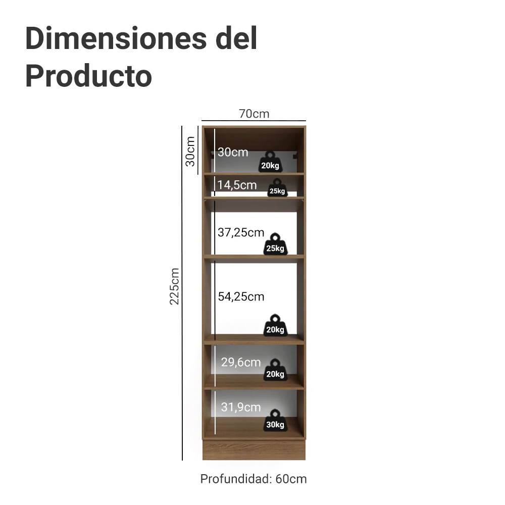 Mueble de cocina para Horno/ microondas 70 x 60 cm 3 Puertas Marrón/Gris Vik Madesa - Image 2