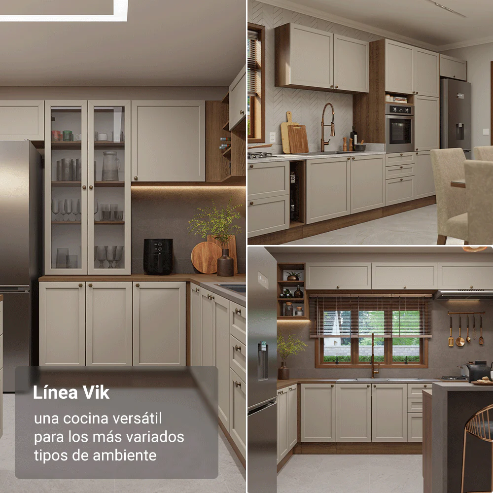 Mueble de cocina para Horno/Microondas 70 x 60 cm 3 Puetas Marrón/Crema Vik Madesa - Image 5