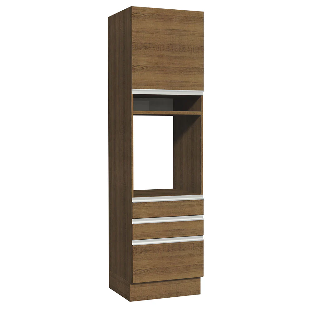 Mueble de cocina para Horno/Microondas Madesa Glamy 60 x 60 cm 1 Puerta 3 Cajones Marrón