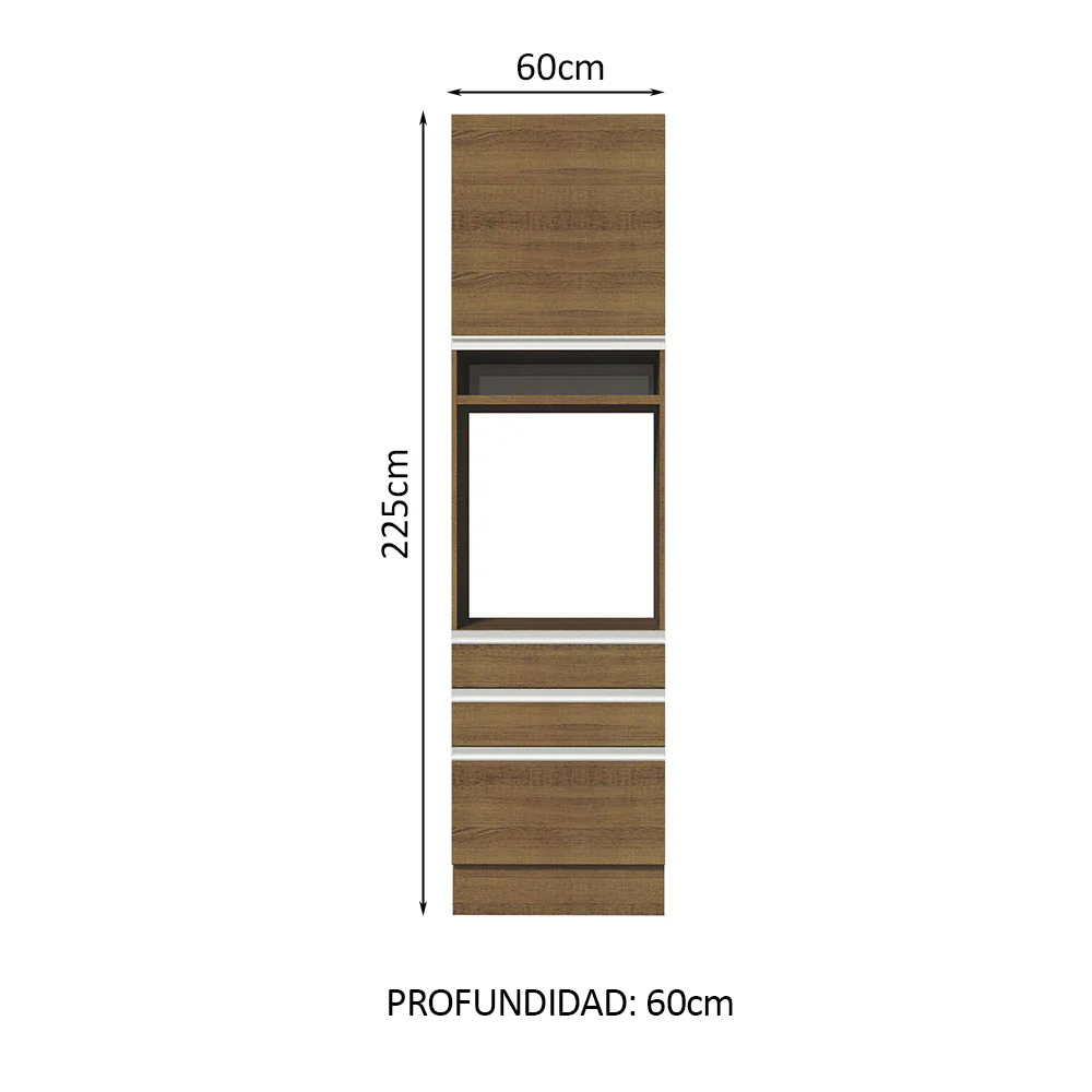Mueble de cocina para Horno/Microondas Madesa Glamy 60 x 60 cm 1 Puerta 3 Cajones Marrón - Image 2