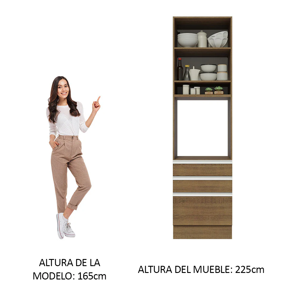 Mueble de cocina para Horno/Microondas Madesa Glamy 60 x 60 cm 1 Puerta 3 Cajones Marrón - Image 4
