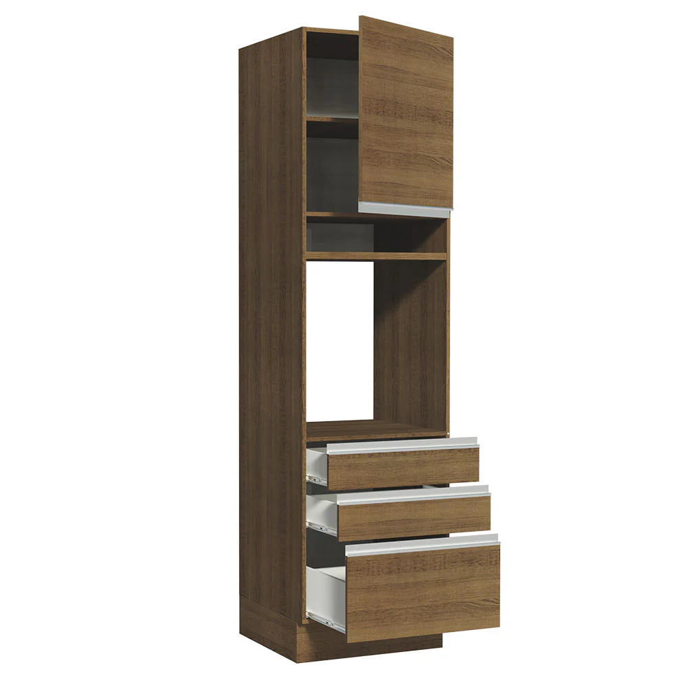 Mueble de cocina para Horno/Microondas Madesa Glamy 60 x 60 cm 1 Puerta 3 Cajones Marrón - Image 7
