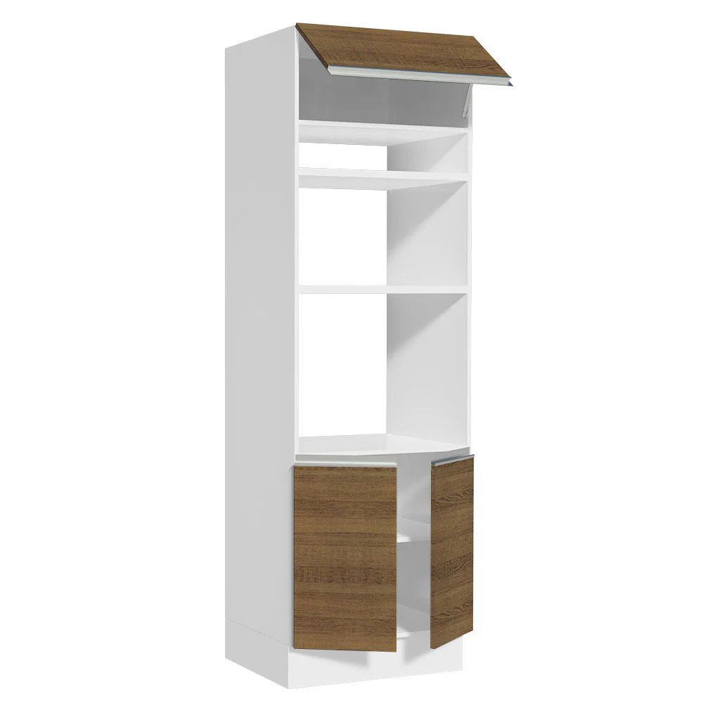 Mueble de cocina para Horno/Microondas Madesa Glamy 70 x 60 cm 3 Puertas Blanco/Marrón - Image 5