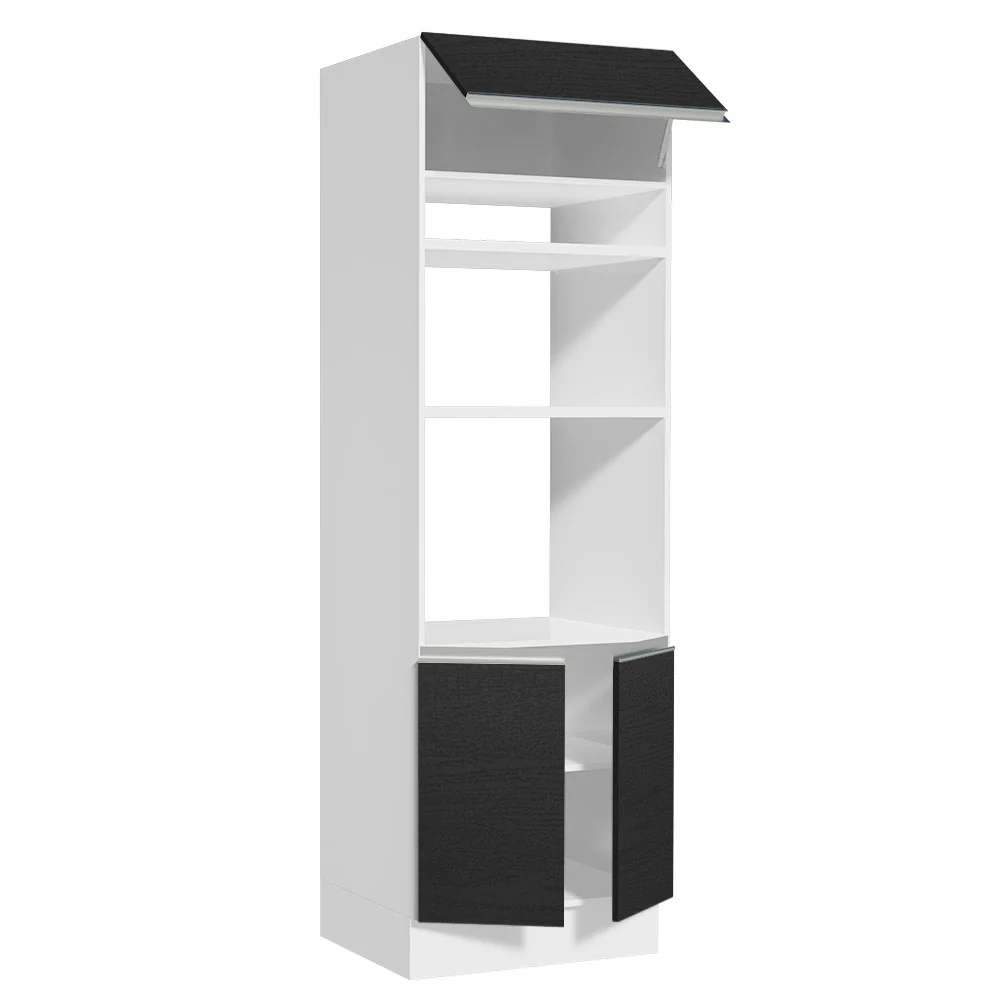 Mueble de cocina para Horno/Microondas Madesa Glamy 70 x 60 cm 3 Puertas Blanco/Negro - Image 5