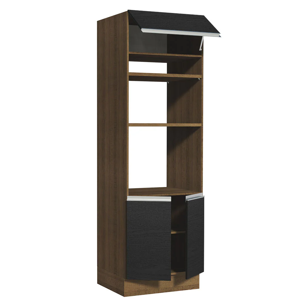 Mueble de cocina para Horno/Microondas Madesa Glamy 70 x 60 cm 3 Puertas Marrón/Negro - Image 5