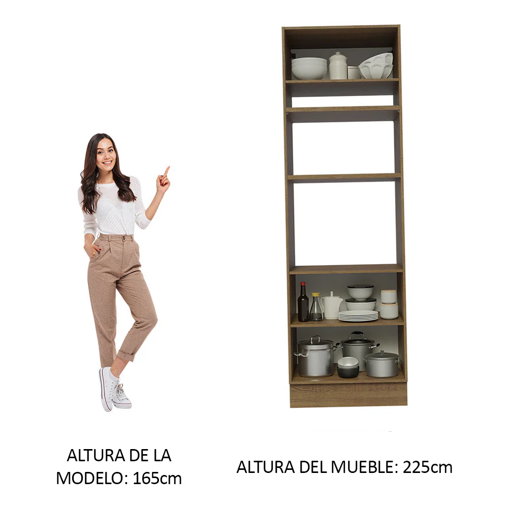 Mueble de cocina para Horno/Microondas Madesa Glamy 70 x 60 cm 3 Puertas Marrón/Negro - Image 6