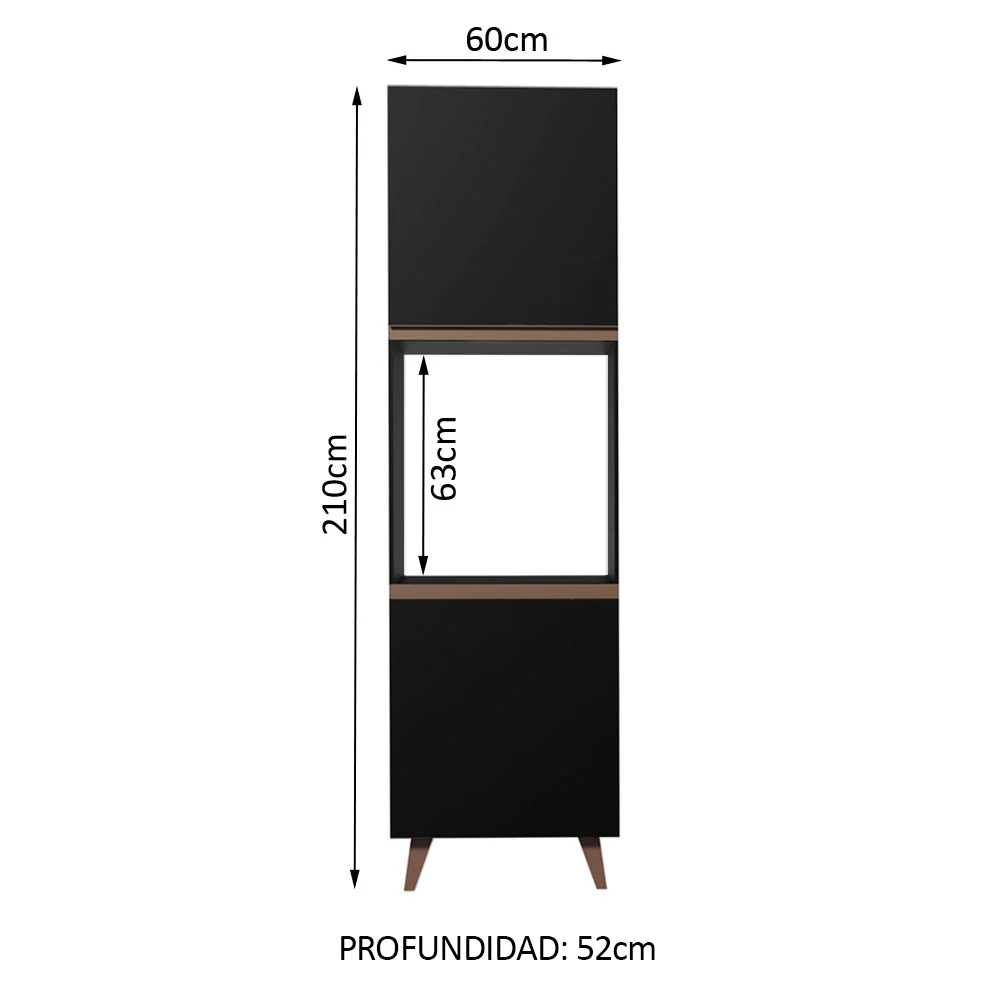 Mueble de cocina para Horno/Microondas Madesa Reims 60 cm 2 Puertas Negro - Image 2