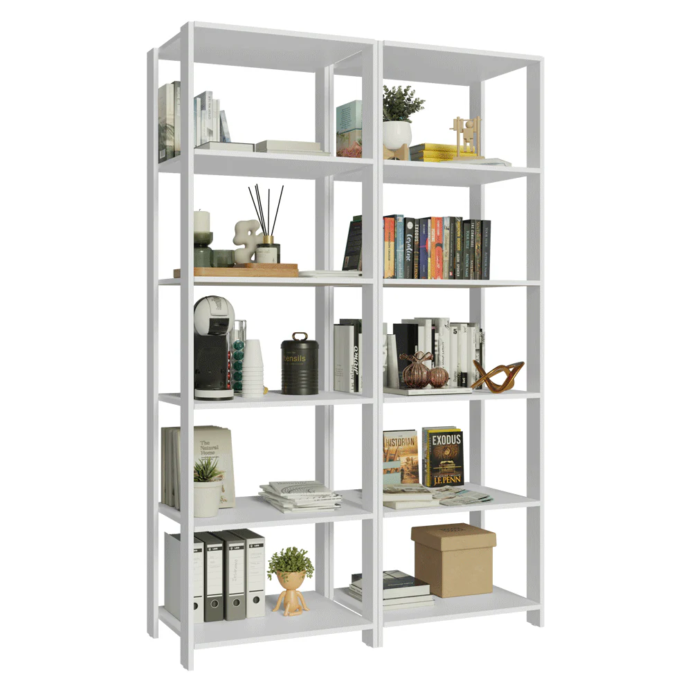 Mueble/Estante de Oficina Multiusos, 118 cm, 10 Estantes, Blanco - Image 7