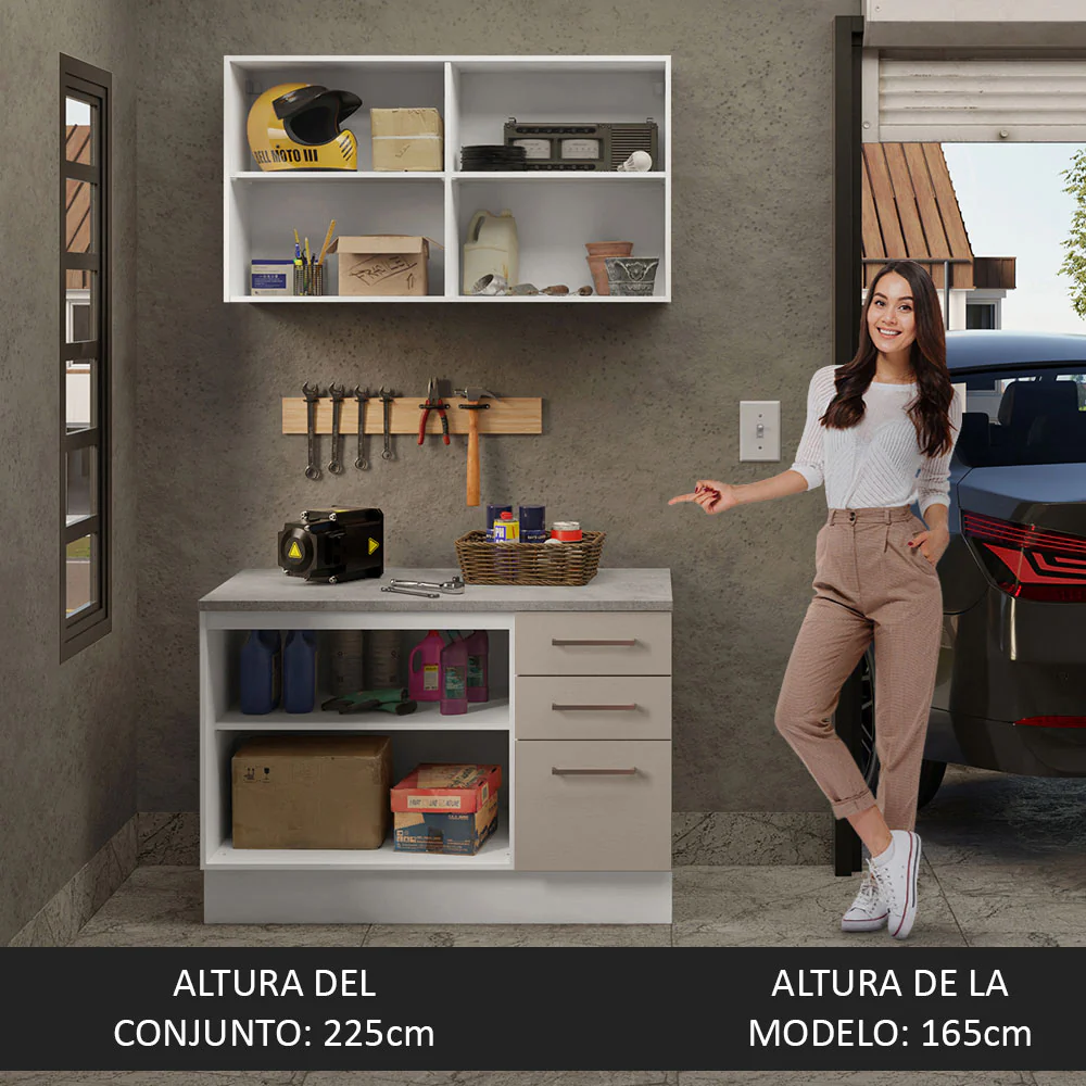 Mueble Integral Multiuso Garaje 120cm Blanco - Image 4