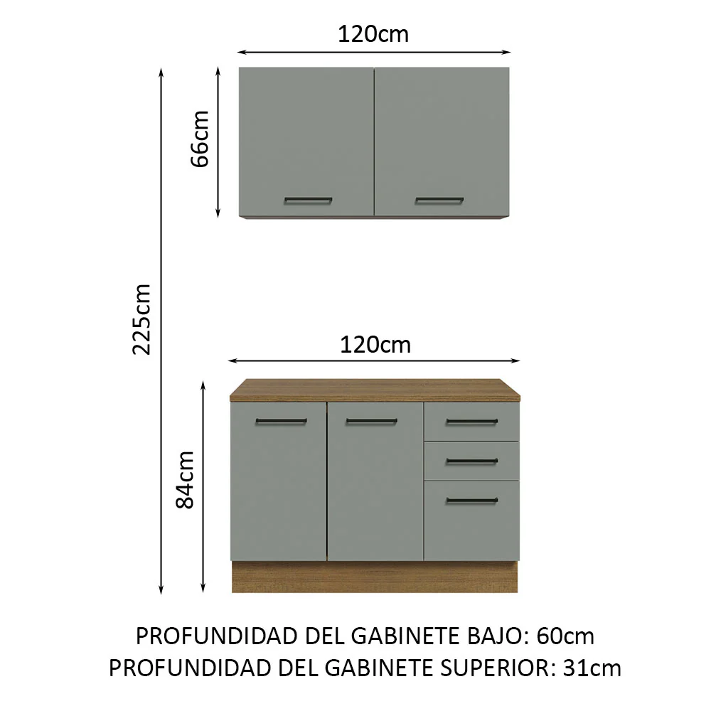 Mueble Integral Multiuso Garaje 120cm Marrón/Gris - Image 2