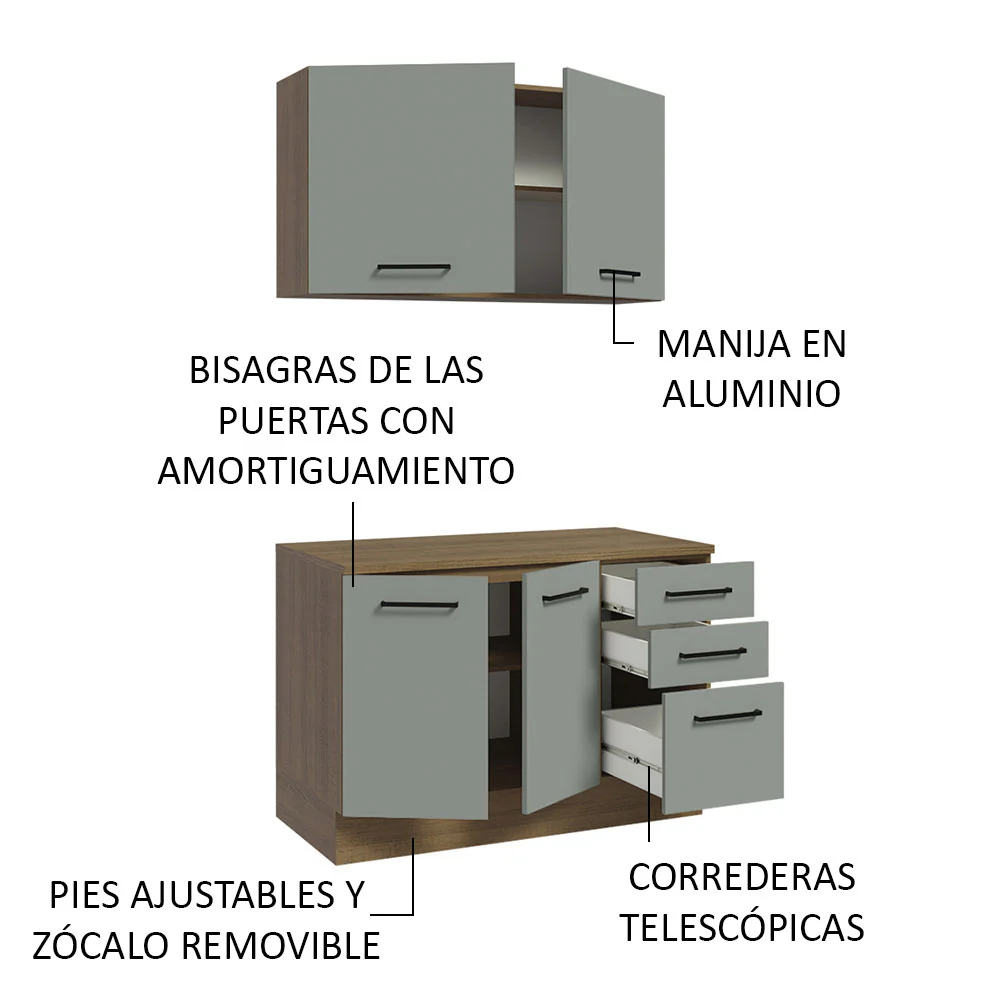 Mueble Integral Multiuso Garaje 120cm Marrón/Gris - Image 4